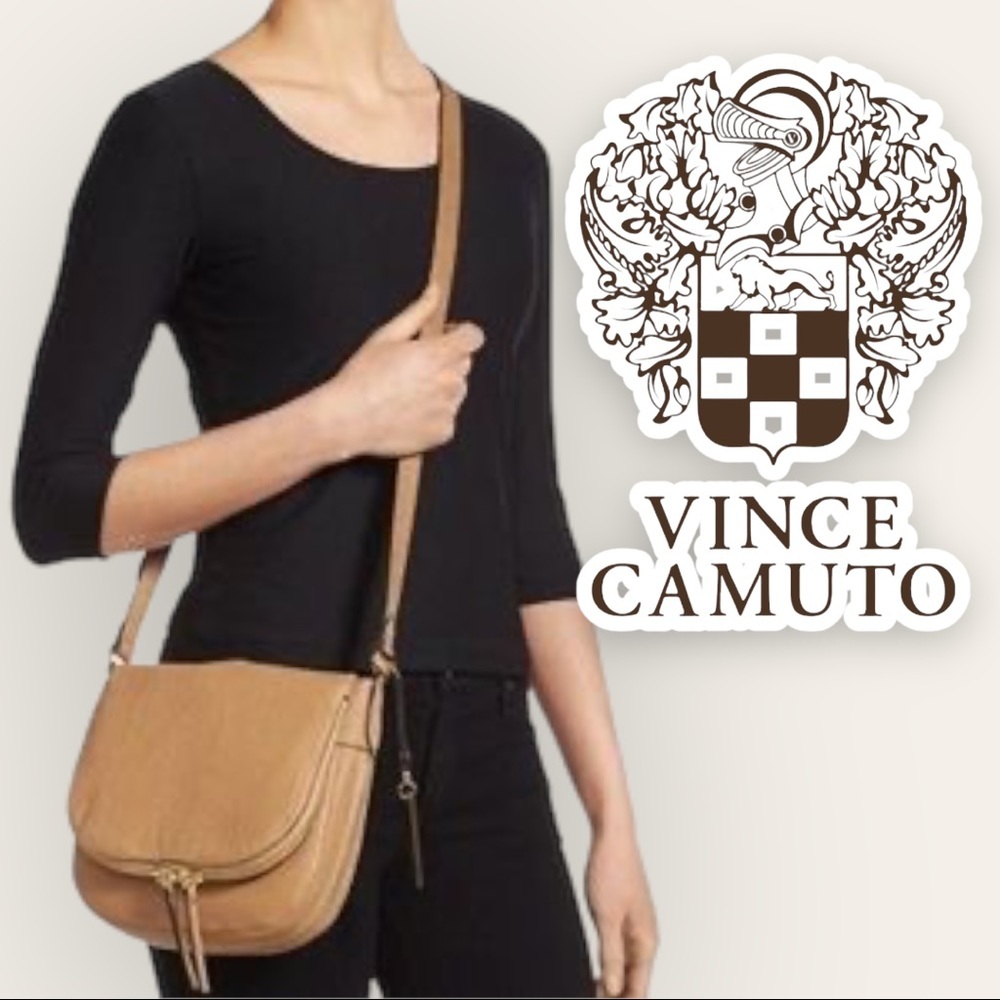 Vince Camuto Expandable Cross-Body Handbag Tan Brown Zip Closure Purse